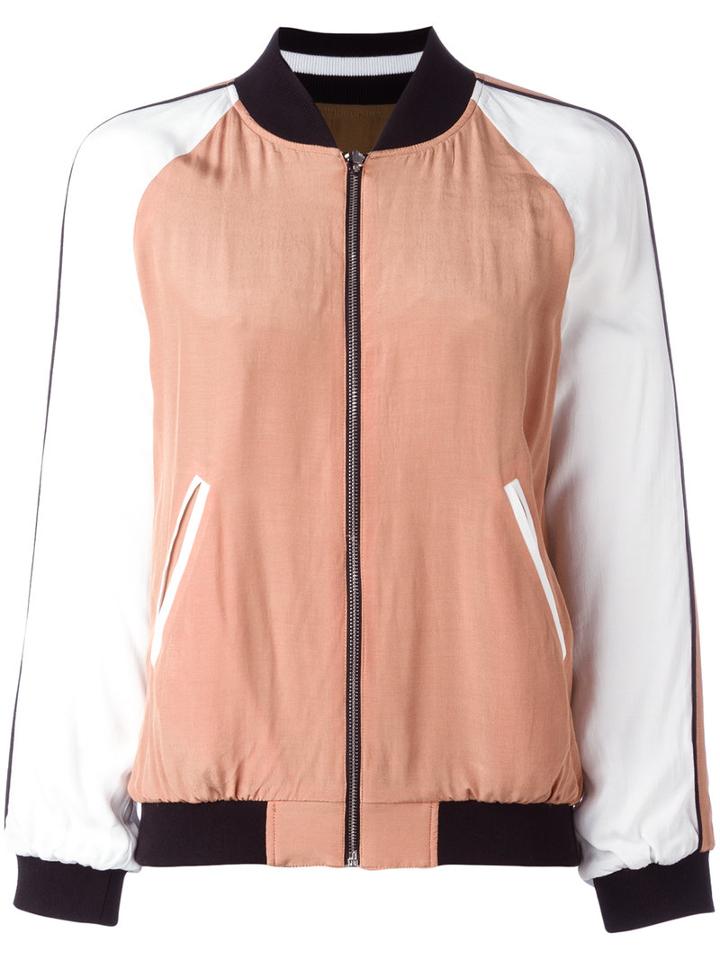Twin-set Colour Block Bomber Jacket, Women's, Size: 44, Pink/purple, Viscose/polyester/cotton/spandex/elastane