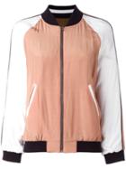 Twin-set Colour Block Bomber Jacket, Women's, Size: 44, Pink/purple, Viscose/polyester/cotton/spandex/elastane