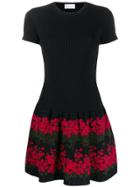 Red Valentino Floral Print Short Dress - Black