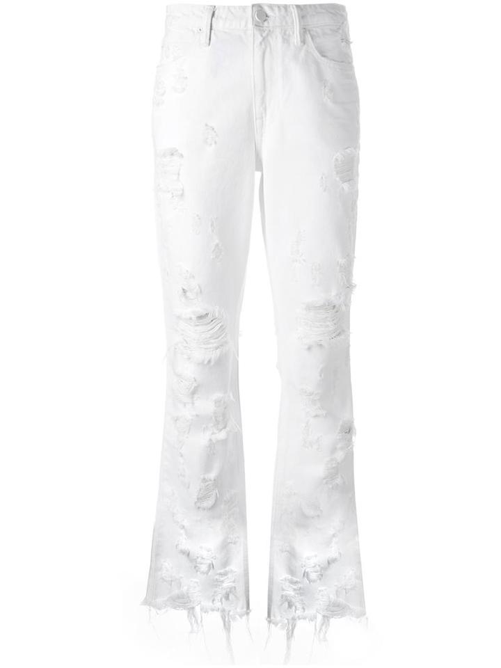 Alexander Wang Distressed Cropped Jeans, Women's, Size: 28, White, Cotton