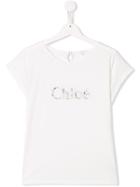 Chloé Kids Teen Floral Logo T-shirt - White