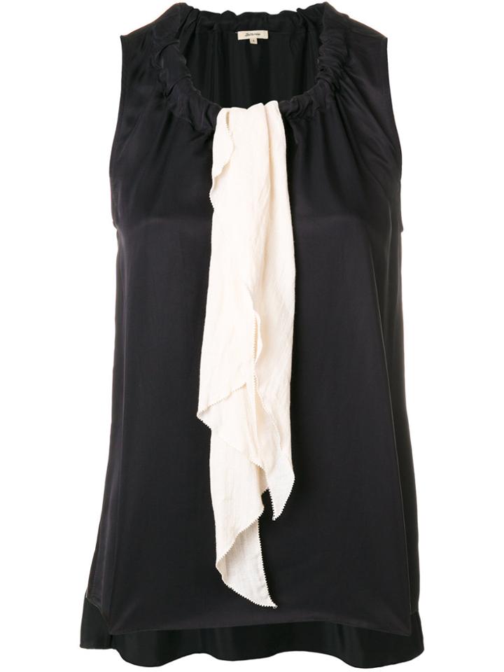 Bellerose Contrast Draped Detail Top - Black