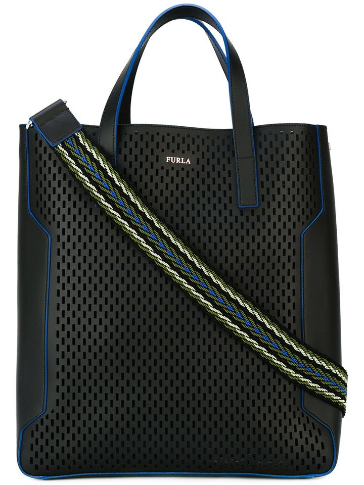 Furla - Laser-cut Tote Bag - Men - Leather - One Size, Black, Leather