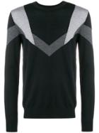 Les Hommes Contrast Knitted Sweater - Black