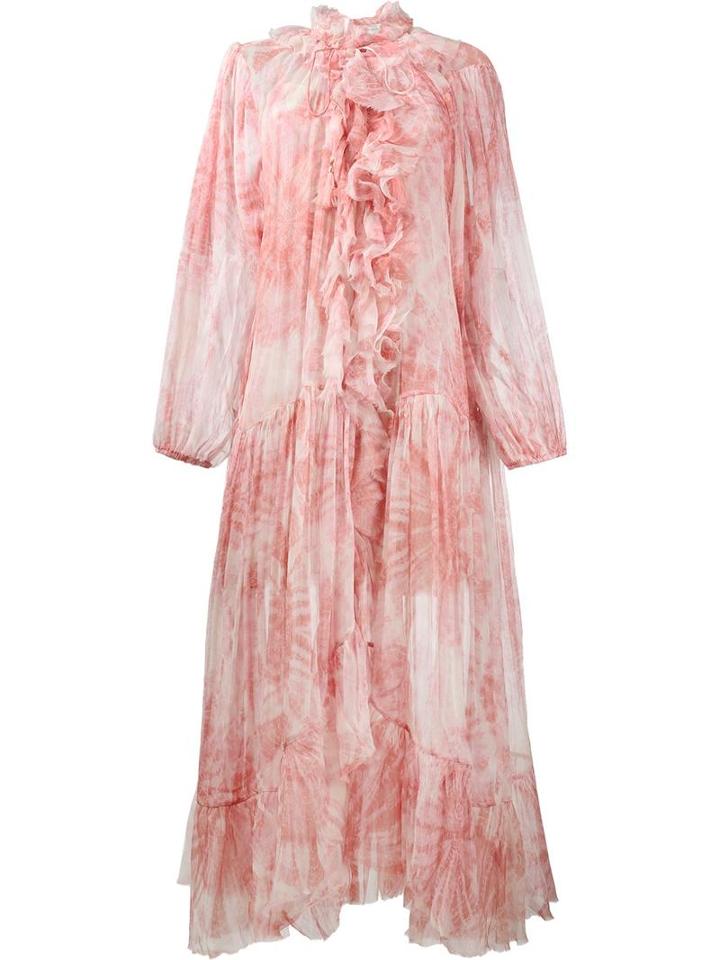 Zimmermann 'winsome' Ruffle Robe Dress, Women's, Size: 1, Pink/purple, Silk/polyester/spandex/elastane