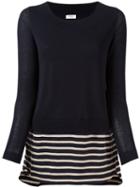 Akris Punto Striped Detail Jumper, Women's, Size: 36, Blue, Cotton/viscose