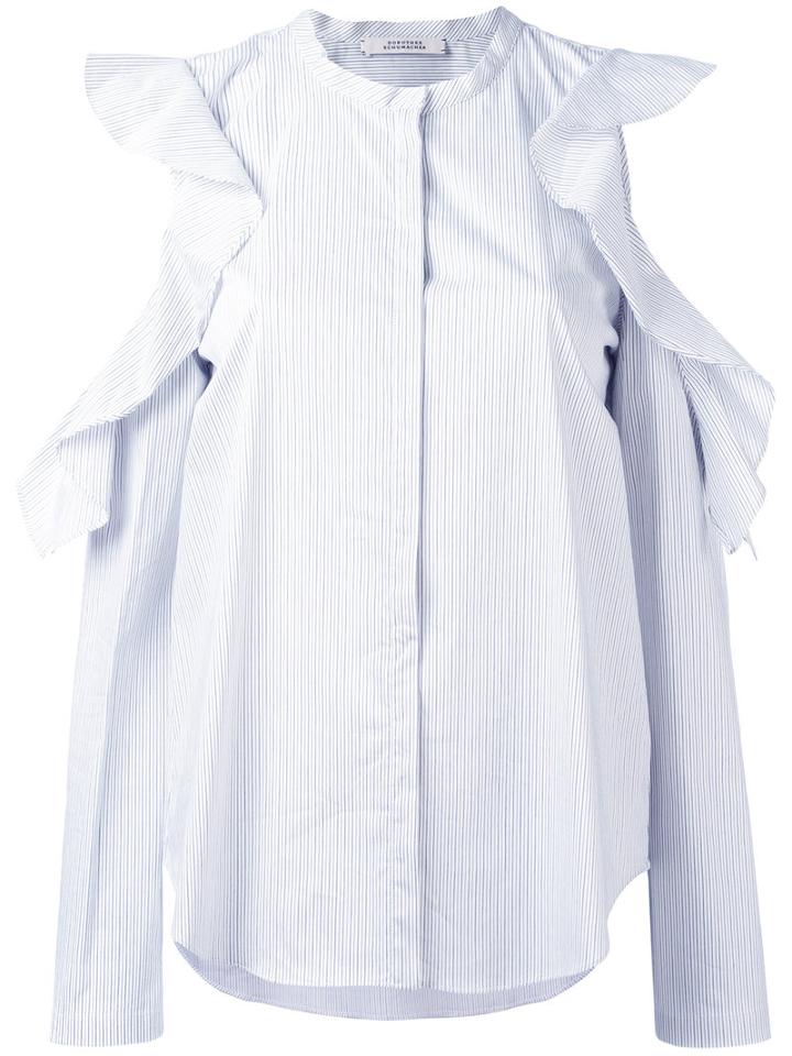 Dorothee Schumacher Striped Shirt, Women's, Size: 3, White, Cotton/polyamide/spandex/elastane