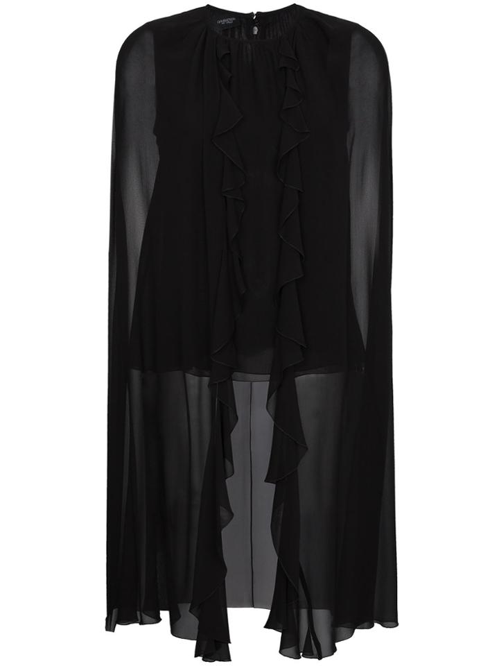 Giambattista Valli Silk Cape Shoulder Top - Black