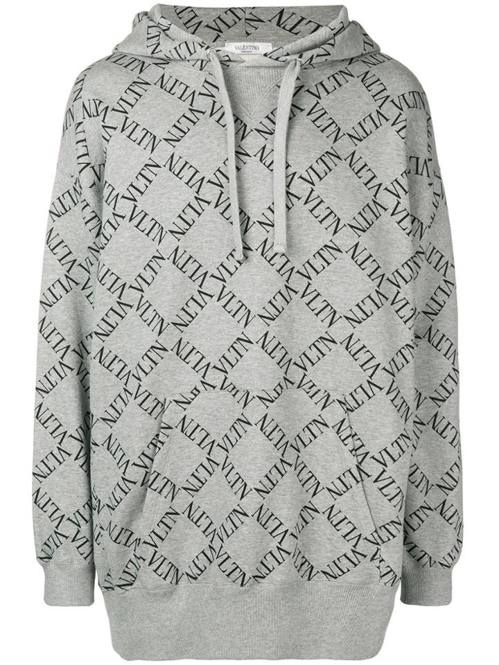 Valentino Valentino Garavani Logo Print Hoodie - Grey