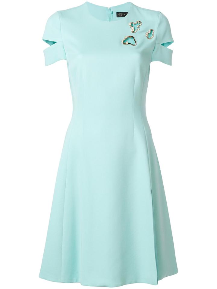 Versace Sleeve Split Baroque Dress - Blue