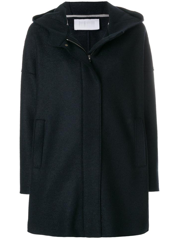 Harris Wharf London Zipped Hooded Coat - Blue