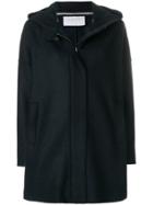 Harris Wharf London Zipped Hooded Coat - Blue