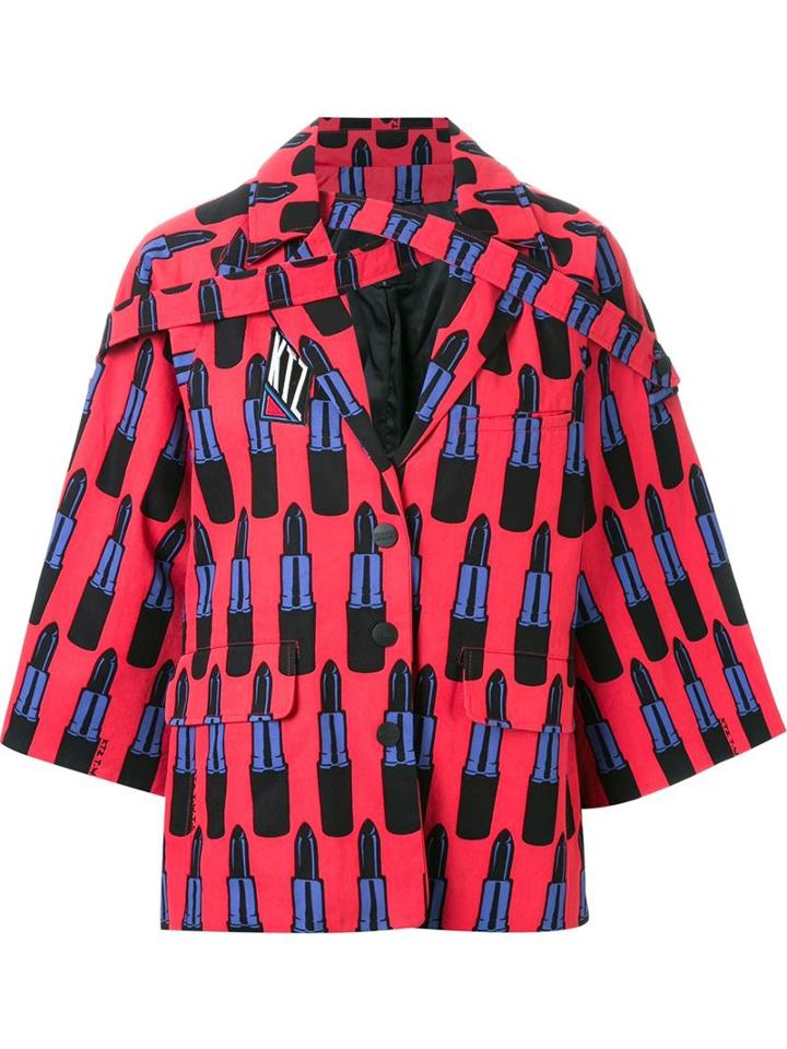 Ktz Lipstick Print Oversized Jacket