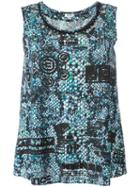 Kenzo Snakeskin Slogan Print Tank Top, Women's, Size: 36, Blue, Viscose