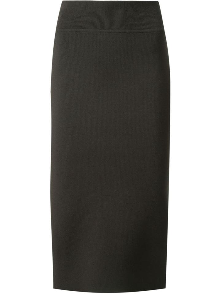 Scanlan Theodore Crepe Knit Slit Back Skirt, Women's, Size: Large, Green, Viscose/polyamide