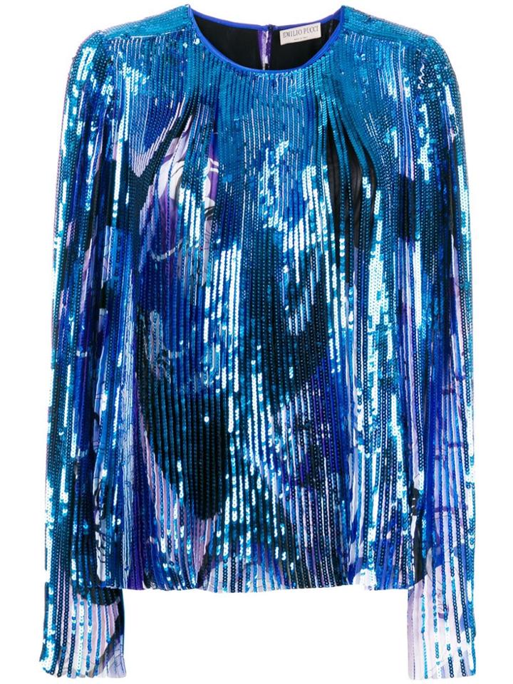 Emilio Pucci Sequin Embellished Blouse - Blue