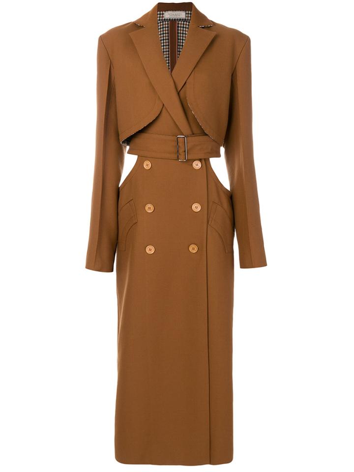 Nina Ricci Button Up Trench Coat - Brown