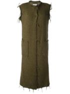 Maison Margiela Raw Edge Sleeveless Coat, Women's, Size: Small, Green, Polyamide/wool/alpaca