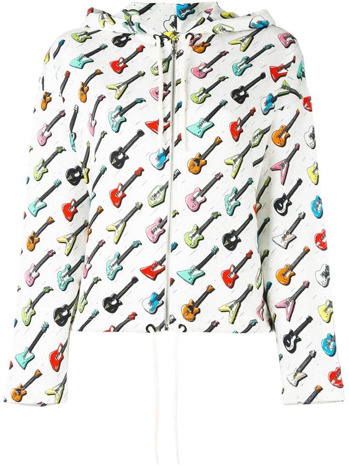 Jeremy Scott Guitar Print Hoodie, Women's, Size: 42, White, Cotton