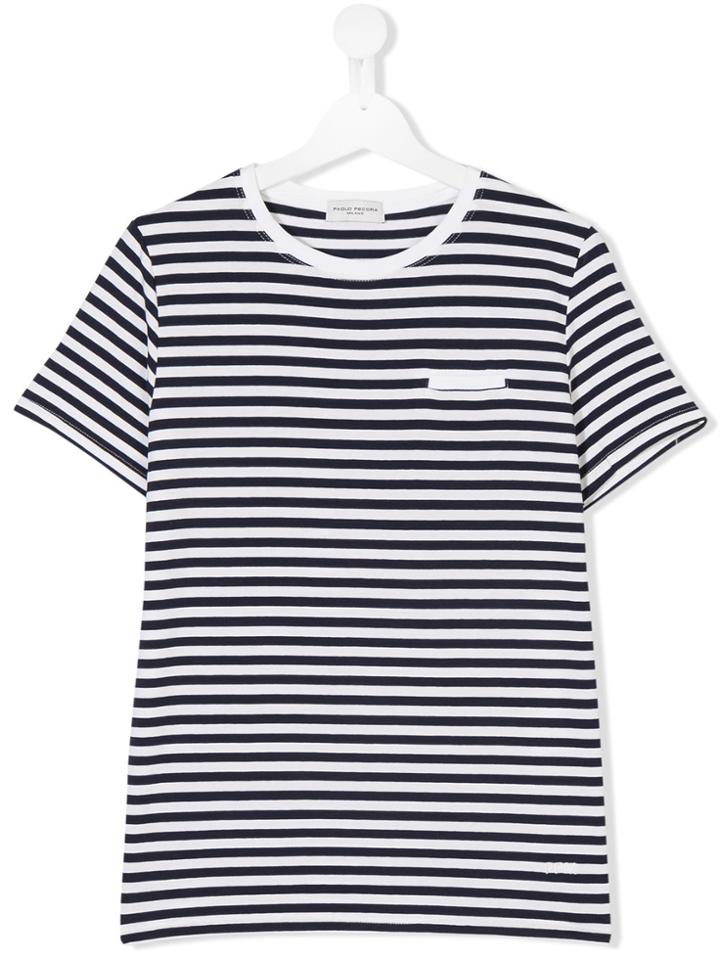 Paolo Pecora Kids Teen Striped Short Sleeve T-shirt - Blue