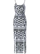 Tata Naka Rebecca Geometric Print Cut-out Dress