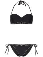 Versace Micro Print Halterneck Bikini - Black