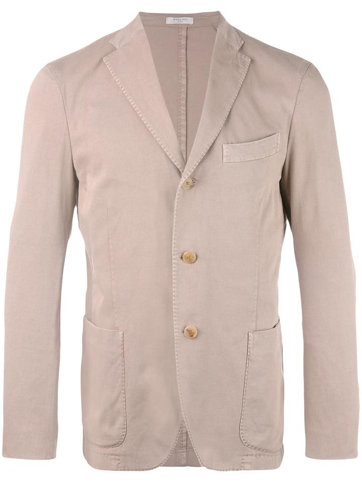 Boglioli Three Button Blazer, Size: 54, Nude/neutrals, Cotton/spandex/elastane/cupro