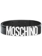 Moschino Logo Belt, Women's, Size: 85, Black, Leather