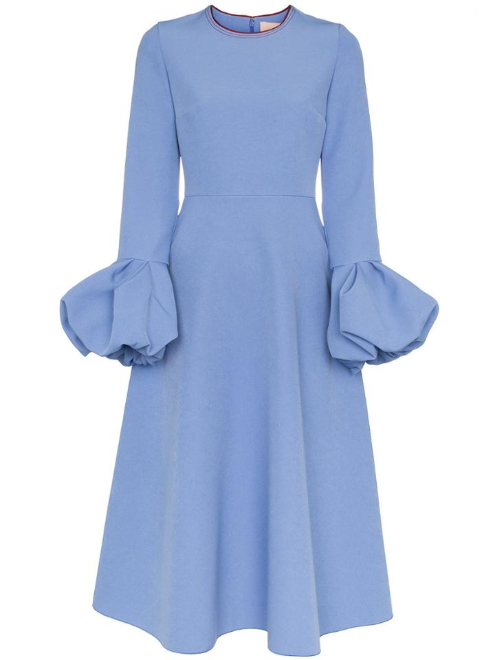 Roksanda Aylin Bell Sleeve Flared Midi Dress - Pink & Purple