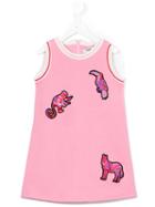 Msgm Kids - Animal Appliqué Dress - Kids - Cotton - 6 Yrs, Girl's, Pink/purple