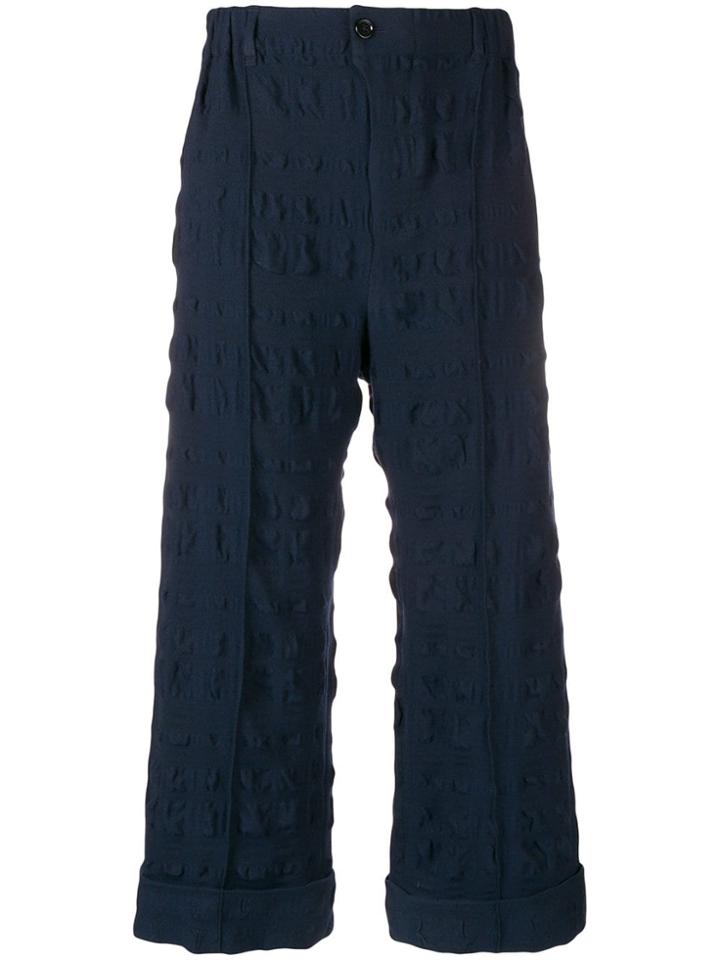 Julien David Textured Cropped Trousers - Blue