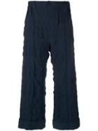 Julien David Textured Cropped Trousers - Blue