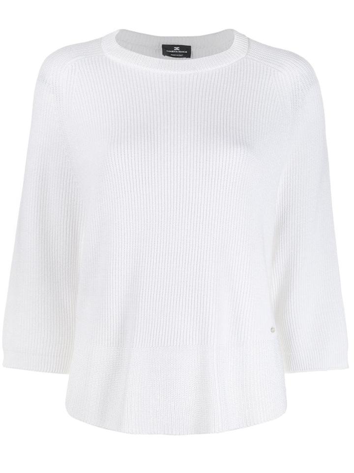 Elisabetta Franchi Flared Ribbed Knit Sweater - White