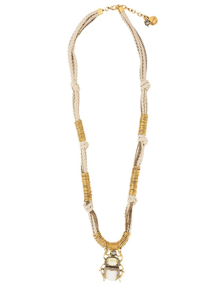 Camila Klein Leather Trim Necklace - Metallic