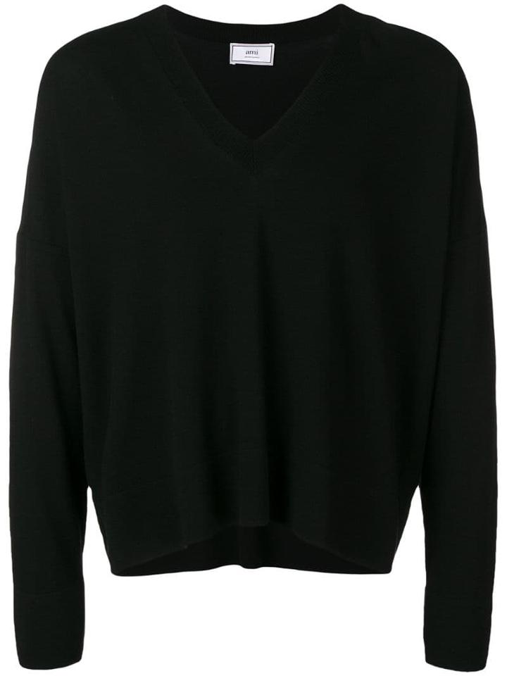 Ami Paris V Neck Sweater - Black