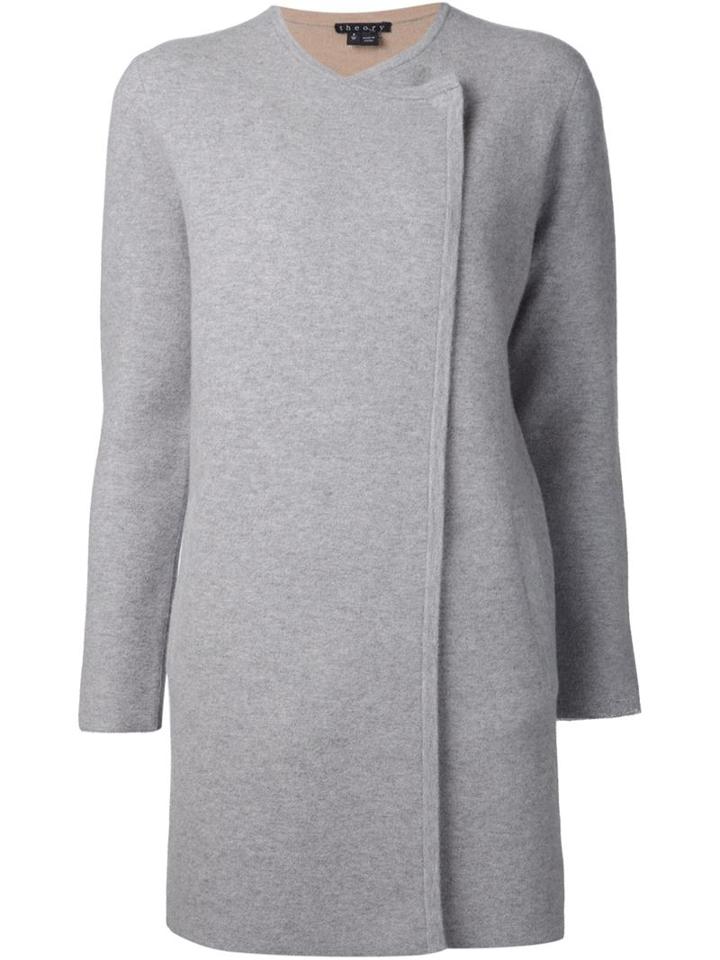 Theory Double Face Knit Coat, Women's, Size: Large, Grey, Polyamide/wool/angora/spandex/elastane
