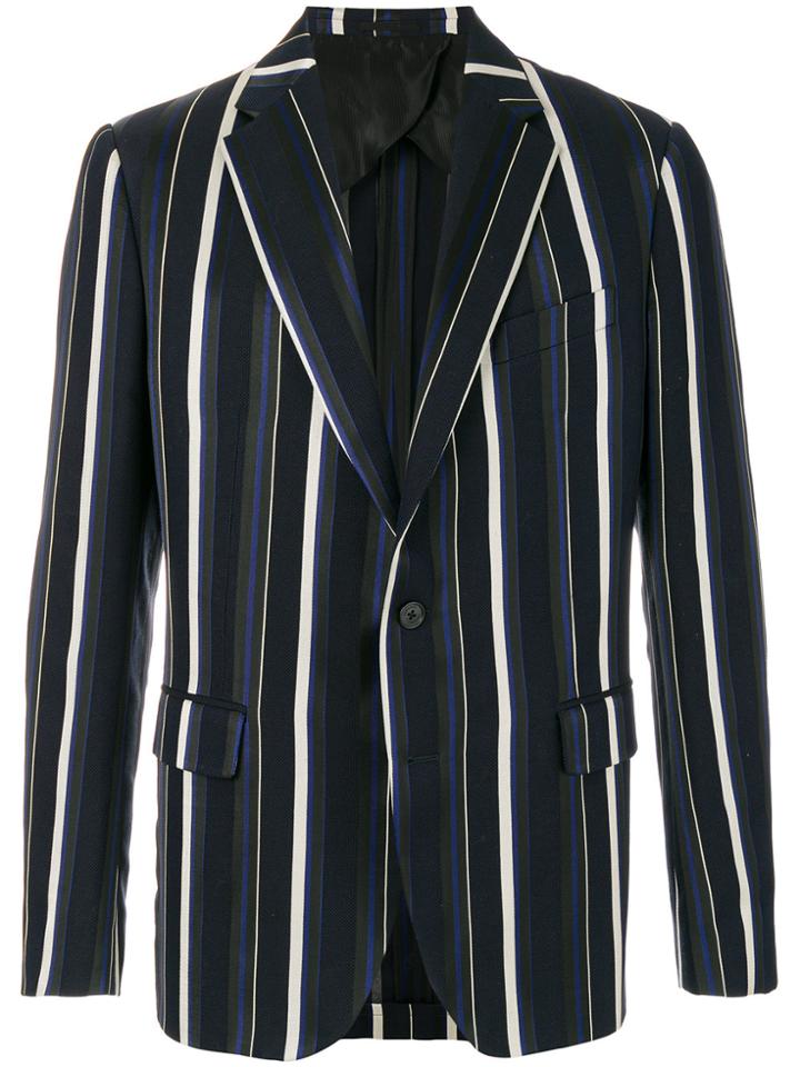 Versace Single Button Striped Blazer - Blue
