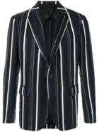 Versace Single Button Striped Blazer - Blue