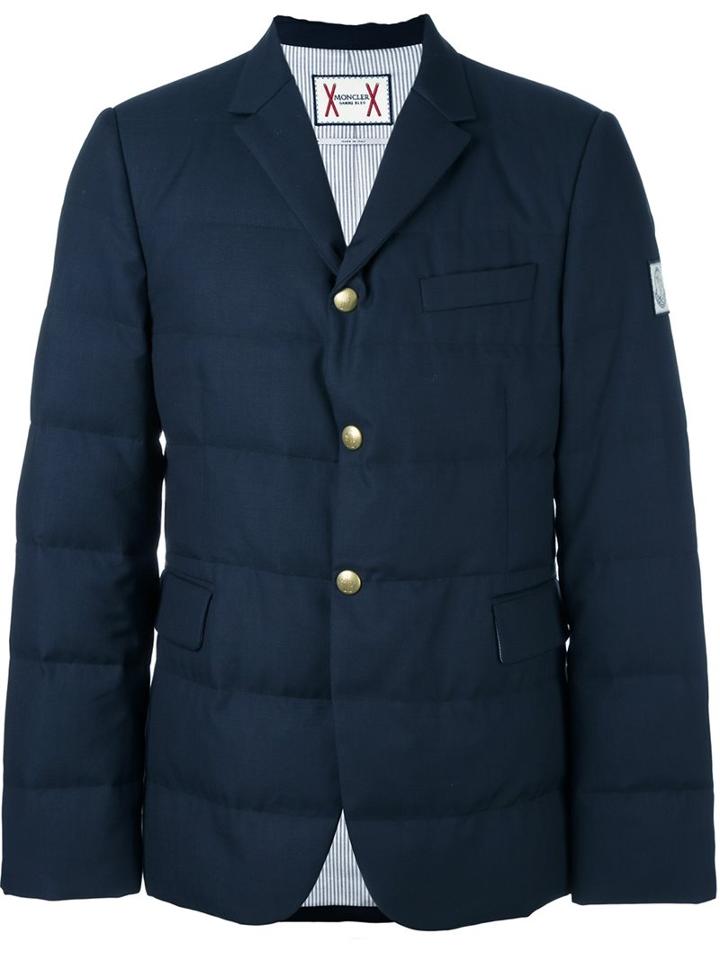 Moncler Gamme Bleu Padded Blazer, Men's, Size: 1, Blue, Wool/cotton/cupro/feather Down