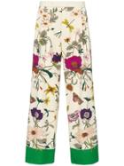 Gucci Floral Print Wide-leg Wool Trousers - White