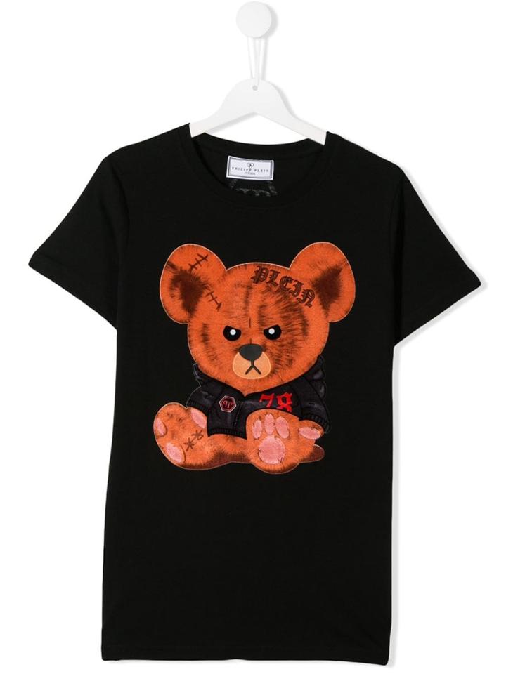 Philipp Plein Junior Teen Bear Patch Jersey T-shirt - Black