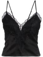 Faith Connexion Sleeveless Lace Silk Vest Top - Black