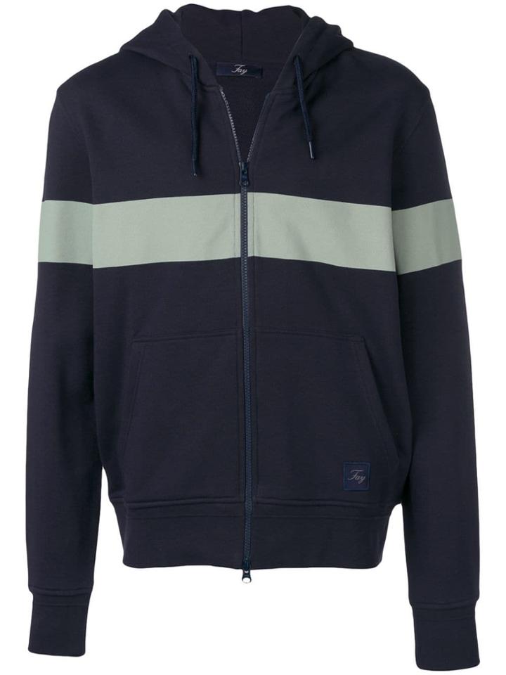 Fay Stripe Band Hoodie - Blue