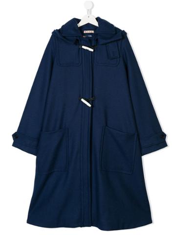 Marni Kids Toggle Hooded Coat - Blue