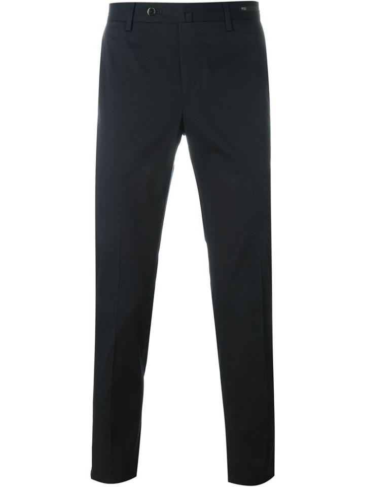 Pt01 Front Pleat Trousers, Men's, Size: 54, Blue, Cotton/spandex/elastane