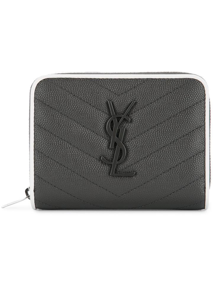 Saint Laurent Monogram Zip-around Wallet - Grey