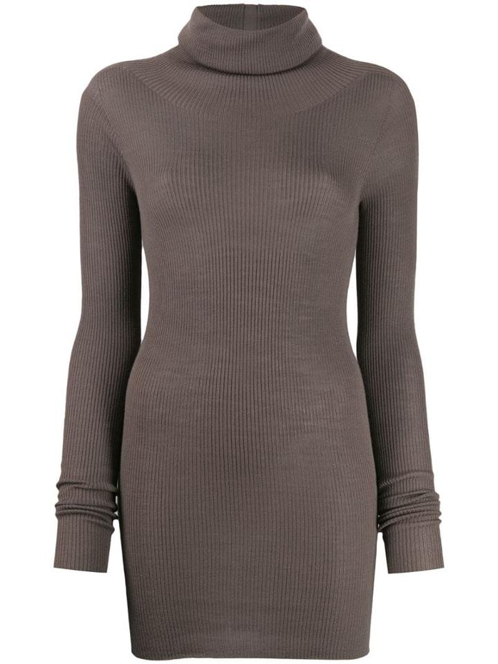 Rick Owens Turtle Neck Knitted Sweater - Grey