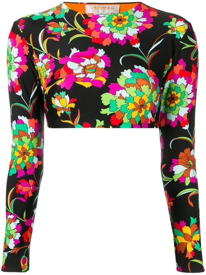 La Doublej Floral Print Surf Top - Black