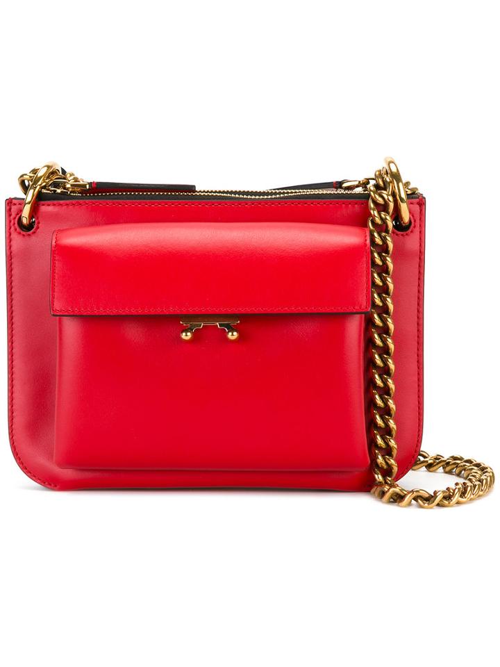 Marni Bi-colour Cross Body Bag, Women's, Red, Leather