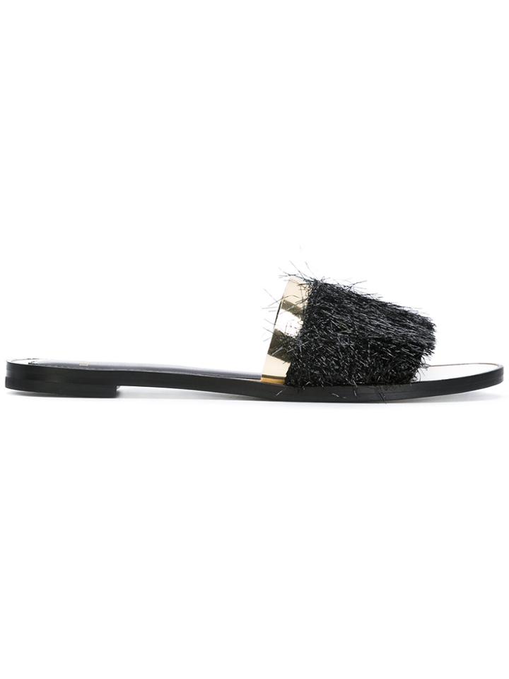 Lanvin Fringe-trimmed Sandals - Black